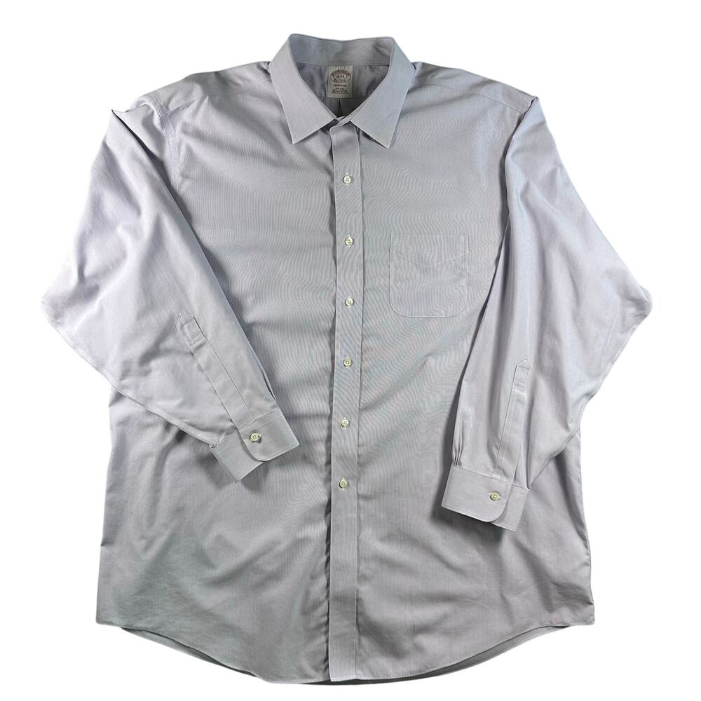 Brooks Brothers Madison Fit Purple White Stripe Button Down 18 34 Supima Cotton